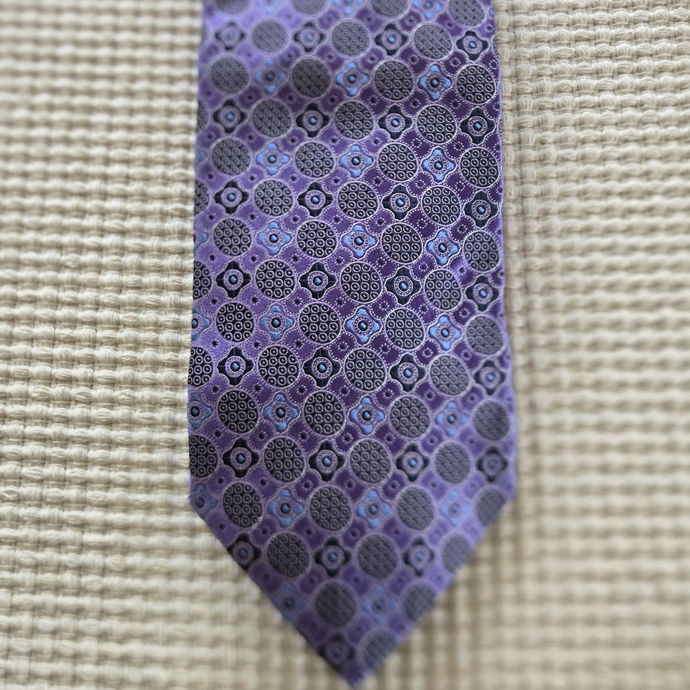 Ermenegildo Zegna Purple and Blue Geometric Tie